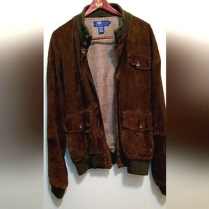 Vintage Polo Ralph Lauren button Up Suede Bomber jacket
